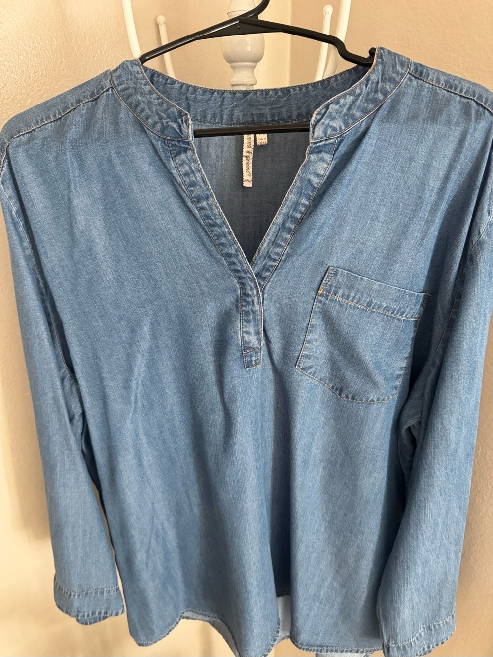 Light Wash Denim Tunic Top - Blue